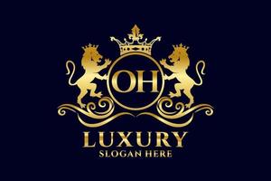 eerste Oh brief leeuw Koninklijk luxe logo sjabloon in vector kunst voor luxueus branding projecten en andere vector illustratie.