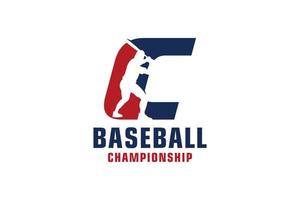 letter c met honkbal logo-ontwerp. vectorontwerpsjabloonelementen voor sportteam of huisstijl. vector