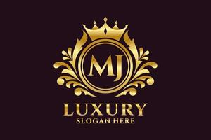 eerste mj brief Koninklijk luxe logo sjabloon in vector kunst voor luxueus branding projecten en andere vector illustratie.