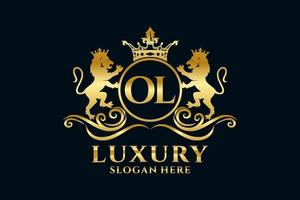 eerste ol brief leeuw Koninklijk luxe logo sjabloon in vector kunst voor luxueus branding projecten en andere vector illustratie.