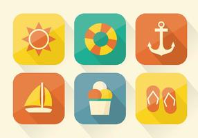 Gratis verzameling van zomerpictogrammen in flat design vector