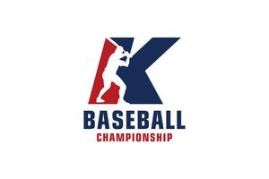 letter k met honkbal logo-ontwerp. vectorontwerpsjabloonelementen voor sportteam of huisstijl. vector
