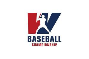 letter w met honkbal logo-ontwerp. vectorontwerpsjabloonelementen voor sportteam of huisstijl. vector