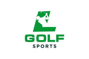 alfabet letter pictogram logo l voor golf logo vector ontwerpsjabloon, vector label van golf, logo van golfkampioenschap, illustratie, creatief pictogram, ontwerpconcept