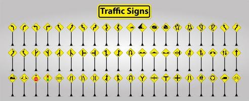 geel en zwart symbool verkeersborden op geplaatste posten vector