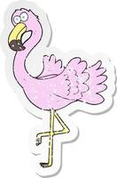 retro noodlijdende sticker van een cartoonflamingo vector