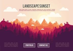 Landschap Zonsondergang Illustratie Vector Achtergrond