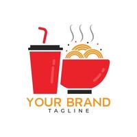 noodle en drinken icoon logo vector