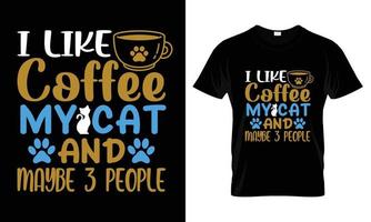ik Leuk vinden koffie mijn kat en kan zijn 3 mensen t overhemd ontwerp vector
