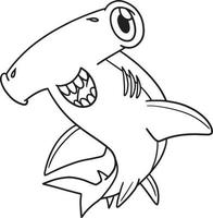 hamerhaai haai geïsoleerd kleur bladzijde voor kinderen vector