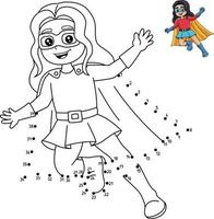 punt naar punt superheld meisje kleur bladzijde voor kinderen vector