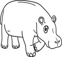 nijlpaard geïsoleerd kleur bladzijde voor kinderen vector