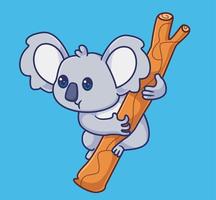 schattig tekenfilm koala klimmen. geïsoleerd dier illustratie. vlak stijl sticker icoon premie vector