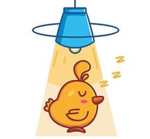schattig kuikens slapen onder lamp opwarming. dier tekenfilm geïsoleerd vlak stijl sticker web ontwerp icoon illustratie premie vector logo mascotte karakter