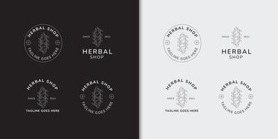minimaal insigne kruiden winkel logo reeks ontwerp sjabloon vector