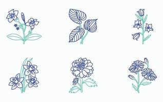 bloemen en bloemblaadjes icoon reeks vector