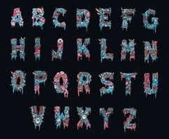 zombie halloween alfabet brief reeks door groepering elk brief vector