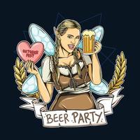 mooi meisjes oktoberfeest Bij bier partij vector