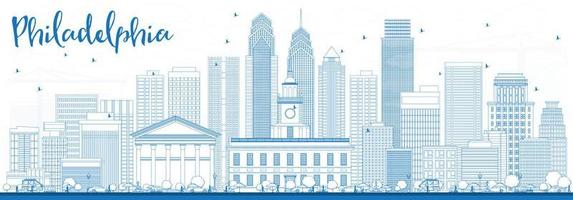 schets Philadelphia horizon met blauw gebouwen. vector