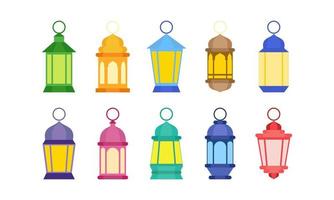 reeks van Ramadan lantaarn vlak ontwerp vector