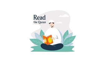 moslim mensen lezing heilig koran illustratie vector