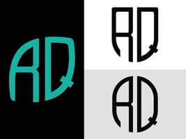 creatief eerste brieven rq logo ontwerpen bundel. vector