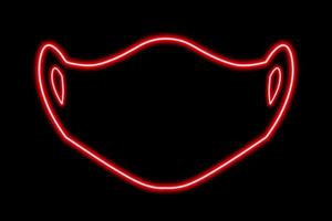 de silhouet van een medisch masker Aan een zwart achtergrond. rood lijn in neon stijl vector