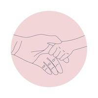 ouder en kind Holding hand- geïsoleerd vector illustratie. klein hand- wraps in de omgeving van een vinger van volwassen. vertrouwen en helpen concept.