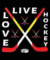 leven liefde hockey t-shirt ontwerp vector