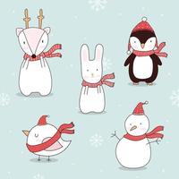 Kerstmis dier tekenfilm karakter schattig vector