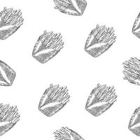 vector naadloos wijnoogst Frans Patat patroon. een hand getekend monochroom illustratie van snel voedsel. Super goed voor menu, achtergrond of behang.