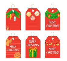 kerstcadeaulabels met decoratieve elementen vector