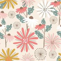 pastel bloemen naadloos patroon in boho stijl vector