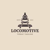 wijnoogst oud spoorweg locomotief motor logo ontwerp vector icoon illustratie
