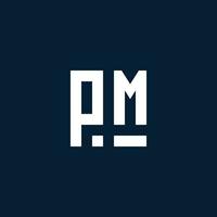 p.m eerste monogram logo met meetkundig stijl vector