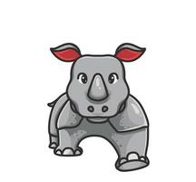 schattig neushoorn wandelen. tekenfilm dier natuur concept geïsoleerd illustratie. vlak stijl geschikt voor sticker icoon ontwerp premie logo vector. mascotte karakter vector
