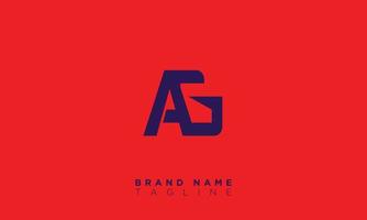 alfabet letters initialen monogram logo ag, ga, a en g vector