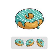 tekenfilm zoet donuts gesmolten room. voedsel en drinken tekenfilm vlak stijl icoon illustratie premie vector logo