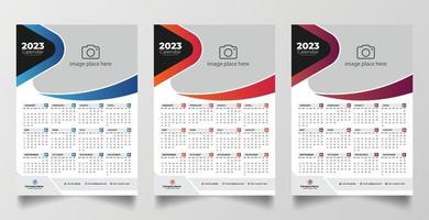 2023 één pagina wandkalender ontwerpsjabloon vector