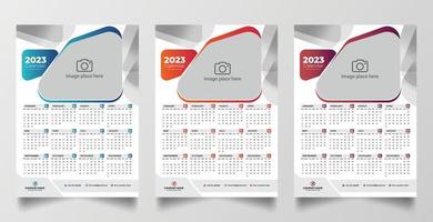 2023 één pagina wandkalender ontwerpsjabloon vector