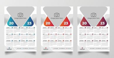 2023 één pagina wandkalender ontwerpsjabloon vector