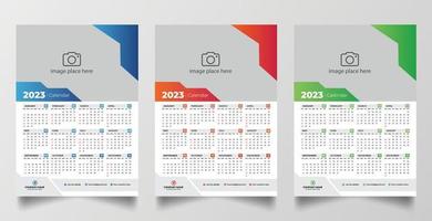 2023 één pagina wandkalender ontwerpsjabloon vector