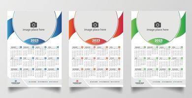 2023 één pagina wandkalender ontwerpsjabloon vector