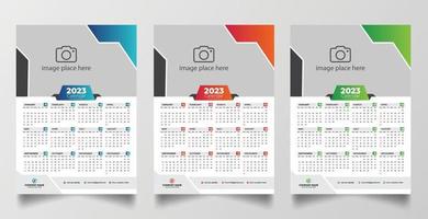 2023 één pagina wandkalender ontwerpsjabloon vector