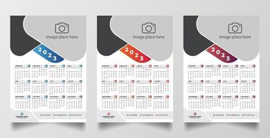 2023 één pagina wandkalender ontwerpsjabloon vector