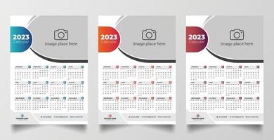 2023 één pagina wandkalender ontwerpsjabloon vector