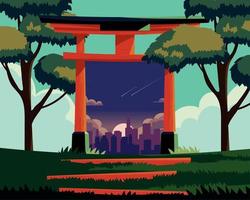 poort torii en stad vector