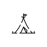 kamp, tent, camping, reizen stippel lijn icoon vector illustratie logo sjabloon. geschikt voor veel doeleinden.