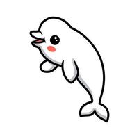 schattig weinig beluga walvis tekenfilm vector