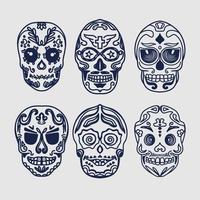 uniek verzameling van pictogrammen van de dia de Muertos schedel festival premie vleet lijn vector